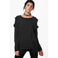 double ruffle jumper black