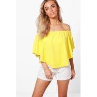 Double Layer Curved Hem Bardot - yellow