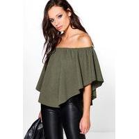 double layer curved hem bardot khaki