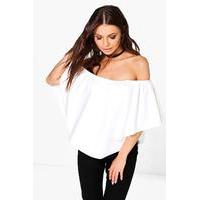 double layer curved hem bardot white