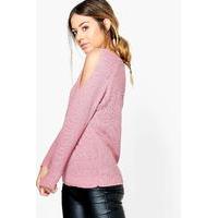 donna cold shoulder moss stitch jumper lotus