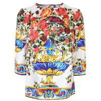 DOLCE AND GABBANA Majolica Silk Top