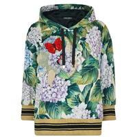 DOLCE AND GABBANA Cropped Ortensia Print Hooded Sweatshirt