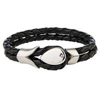 double wrap braided leather bracelet black leather