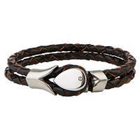 Double Wrap Braided Leather Bracelet, Brown, Leather