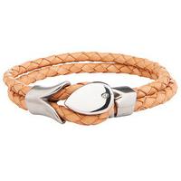 Double Wrap Braided Leather Bracelet, Tan, Leather