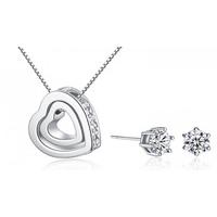 double heart pendant set