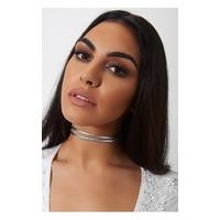 Double Layer Silver Metallic Choker