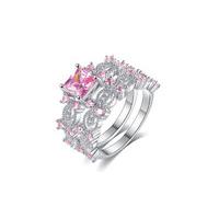 Double Band Princess Pink Crystal Ring - 4 Sizes