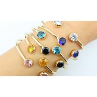 Double Simulated Crystal Cuff Bracelet - 6 Colours