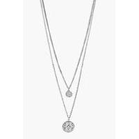 double chain layered necklace silver