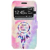 Dream Catcher Pattern Window Clamshell PU Leather Case with Stand and Card Slot for Samsung Galaxy J7 J5 J3 J310