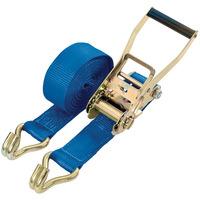 draper 60950 5m x 50mm wide heavy duty ratchet tie down straps wit