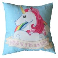 dreams are better than reality unicorn cushion