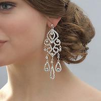 Drop Earrings Crystal Rhinestone Silver Plated Simulated Diamond Alloy Bridal Jewelry Wedding Party 1pc
