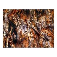Dramatic Feather Print Stretch Cotton Sateen Dress Fabric Brown
