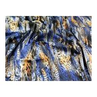 Dramatic Feather Print Stretch Cotton Sateen Dress Fabric Blue
