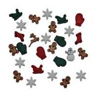 Dress It Up Shaped Novelty Buttons Christmas Miniatures