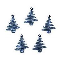 Dress It Up Shaped Novelty Buttons Christmas Glitter Trees Silver