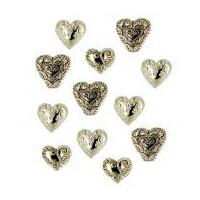 Dress It Up Shaped Novelty Buttons Assorted Hearts Gold