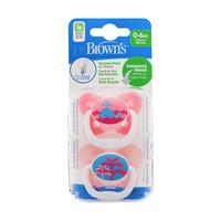 Dr Brown\'s Prevent Soother 0-6month Pink Twin Pack