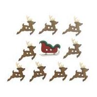 Dress It Up Shaped Novelty Buttons Christmas Reindeer & Sleigh