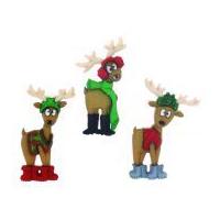 Dress It Up Shaped Novelty Buttons Christmas Reindeer