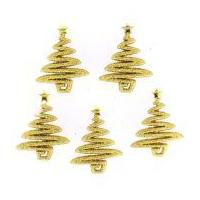 Dress It Up Shaped Novelty Buttons Christmas Glitter Trees Gold