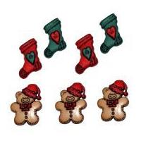 Dress It Up Shaped Novelty Buttons Christmas Stockings & Bears