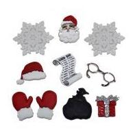 Dress It Up Shaped Novelty Buttons Christmas Waiting for Santa