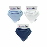 Dribble Ons Boys Bandana Bib - Baby Blue, Navy & White - 3 PACK (Gift Wrap Available)