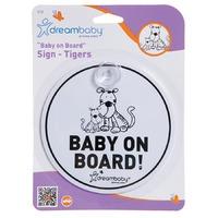 Dreambaby Baby On Board Sign (White/Black - Round Shape)