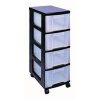 DRAW UNIT 4 X 12 LITRE - BLACK/CLEAR