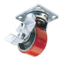 draper 65530 160mm dia swivel plate fixing pu wheel w brake swl 