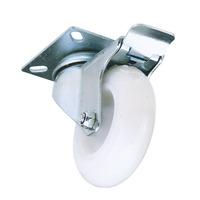 draper 65504 100mm dia swivel plate fixing nylon wheel w brake 