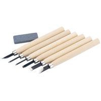 Draper 31777 7 Piece Wood Carving Set with Sharpening Stone