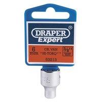 Draper 53213 6mm 3/8-inch Expert Square Drive Hi-torq 12 Point Socket - Silver