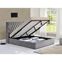 Drogo Silver Chenille Ottoman Bed Double