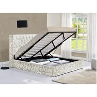 Drogo Velvet Upholstered Ottoman Bed Double Oyster