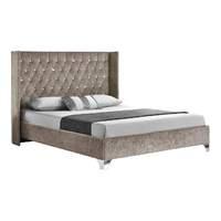 drogo chenille bed frame mink king