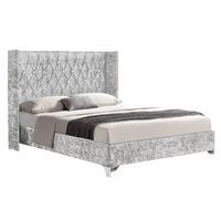 Drogo Velvet Bed Frame Silver King