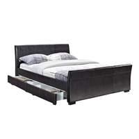Dresden Four Drawer Faux Leather Bed Frame Black Double