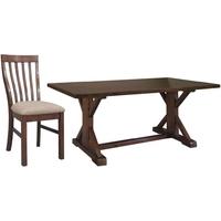 driftwood reclaimed pine dining set refectory with 6 fabric seat dinin ...