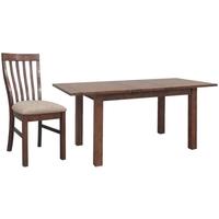 Driftwood Reclaimed Pine Dining Set - Small Extending with 6 Fabric Seat Dining Chairs