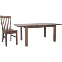 Driftwood Reclaimed Pine Dining Set - Large Extending with 6 Wooden Seat Dining Chairs