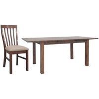 driftwood reclaimed pine dining set large extending with 6 fabric seat ...