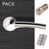 Drift Polished Chrome Lever Latch Handles with Latch and 3 Hinge Pack