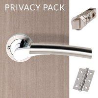 Drift Polished Chrome Lever Latch Privacy Handles with Latch and 3 Hinge Pack