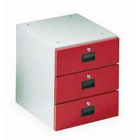 DRAWER UNIT TRIPLE RED DRAWERS 420x420x430mm