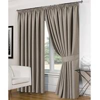 Dreamscene Luxury Basket Weave Blackout Thermal Lined Tape Top Curtains with Tiebacks - Silver, 90 x 72-Inch